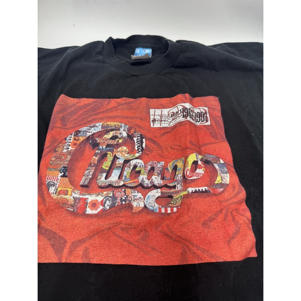 Fruit of the Loom T-Shirt Men's Vintage Black XXL Chicago Band Tour Graphic
